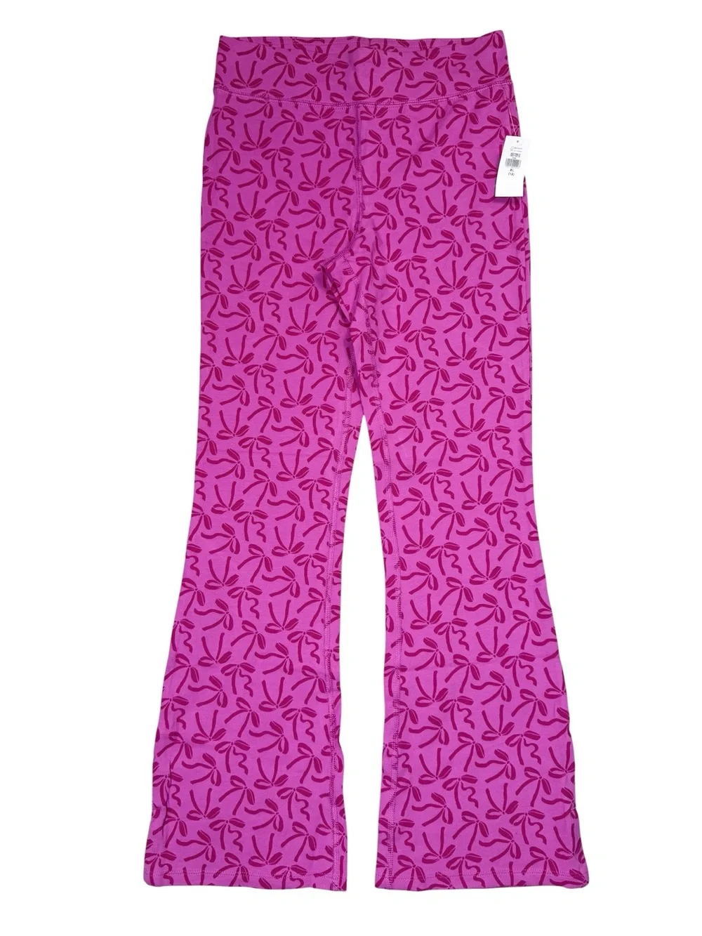 NWT New Gap Girl's Stretch Jersey Flare Leggings In Bow Print Size XL (12)